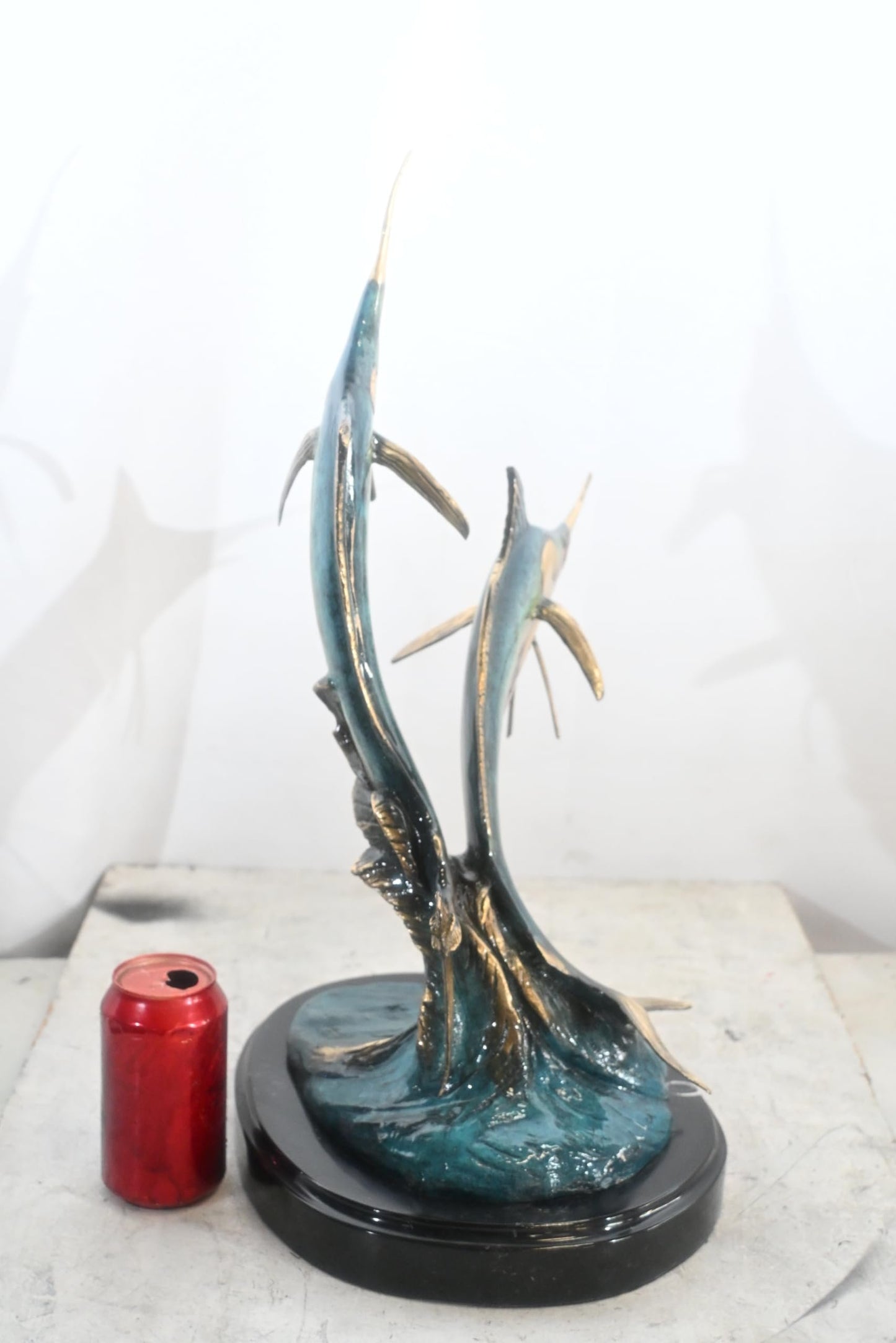 Marlin Pair Circular Formation Bronze Sculpture 17"x12"x21"H