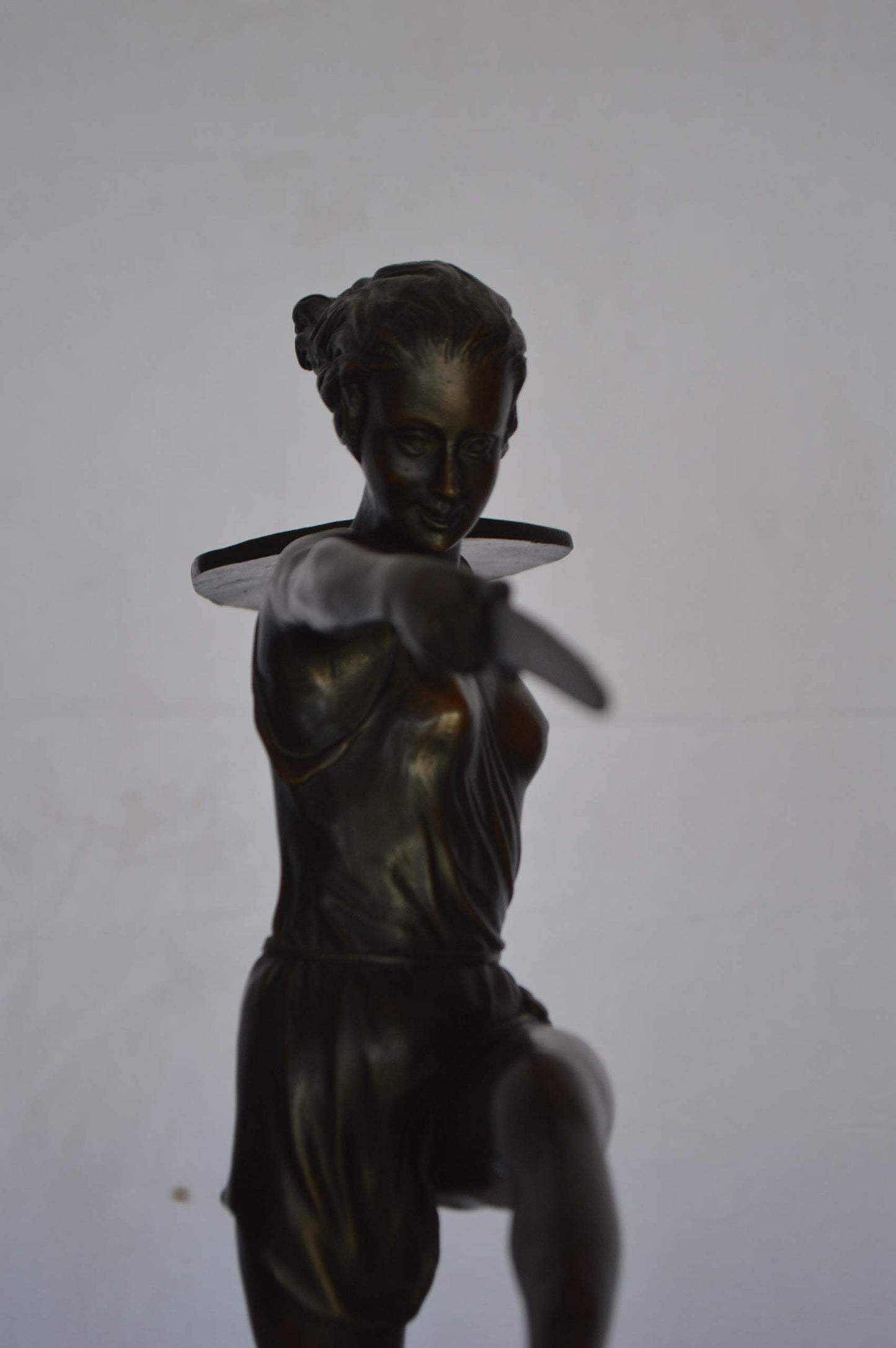 Woman Fighter with Sword Bronze Statue -  Size: 19"L x 5"W x 20"H.
