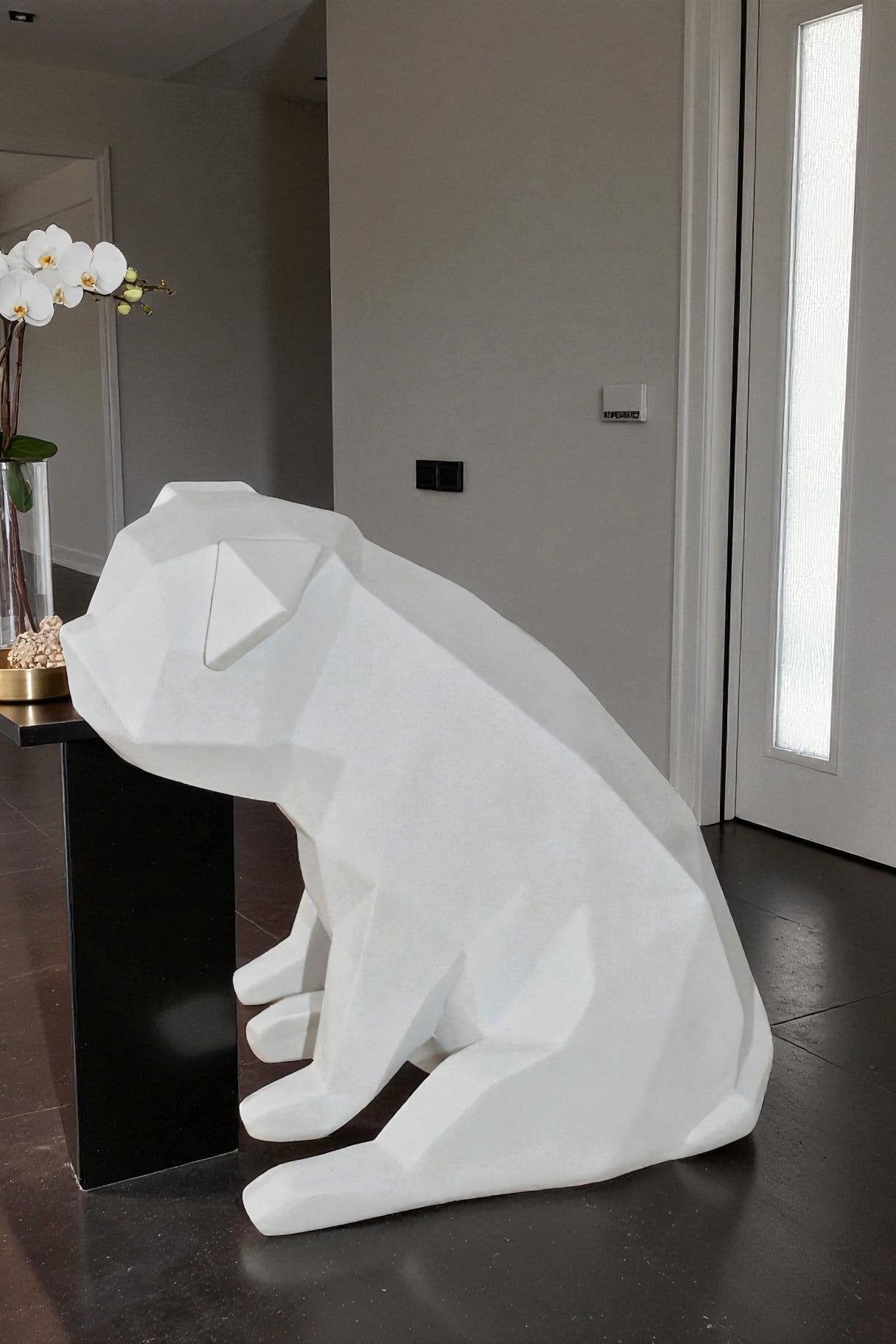 White Textiled Puppy Resin Statue Size: 9" x 6" x 7"H