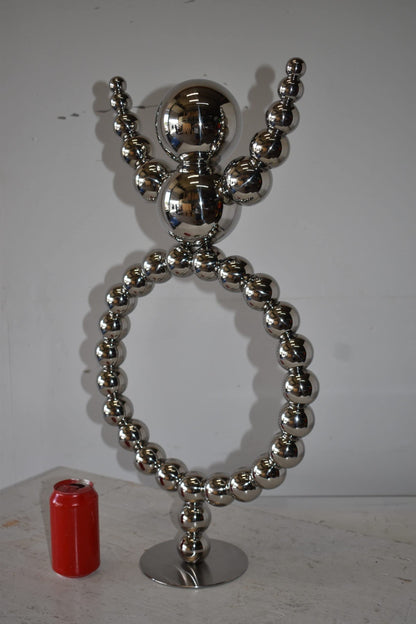 Modern Abstract of a Happy Man Metal Chrome Balls Statue Size: 14" x 6" x 26"H