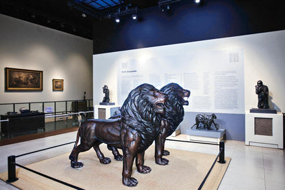 Pair of Giant Lions Bronze Statues, Wildlife Majesty Accents 78" x 24" x 57"H