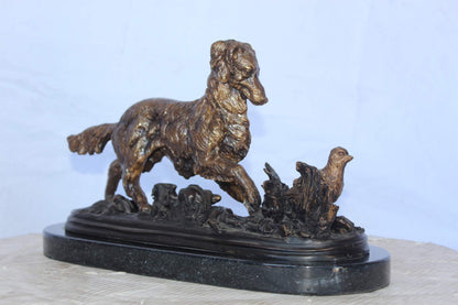 Golden retriever enjoying the outdoors bronze statue -  Size: 16"L x 7"W x 9"H.