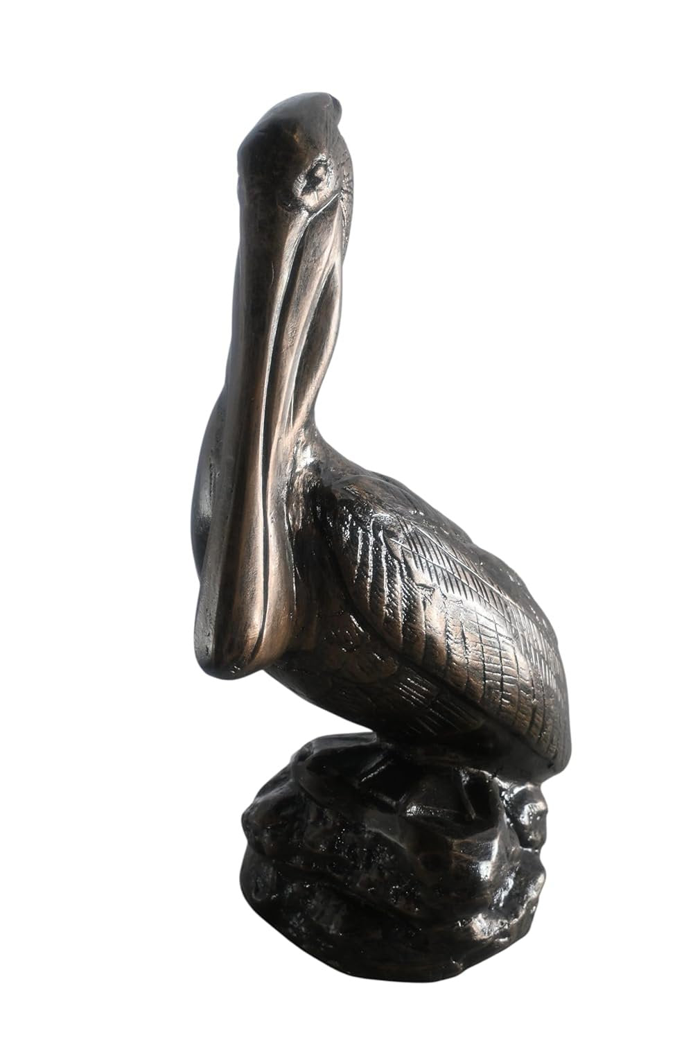 Classic Pelican on Rock Perch Handcrafted Aluminum Decor 13"x7"x28"H