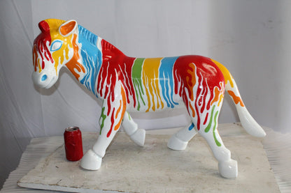 A Burst of Color Dripping Paint Fiberglass Donkey Statue 33" x 11" x 21"H