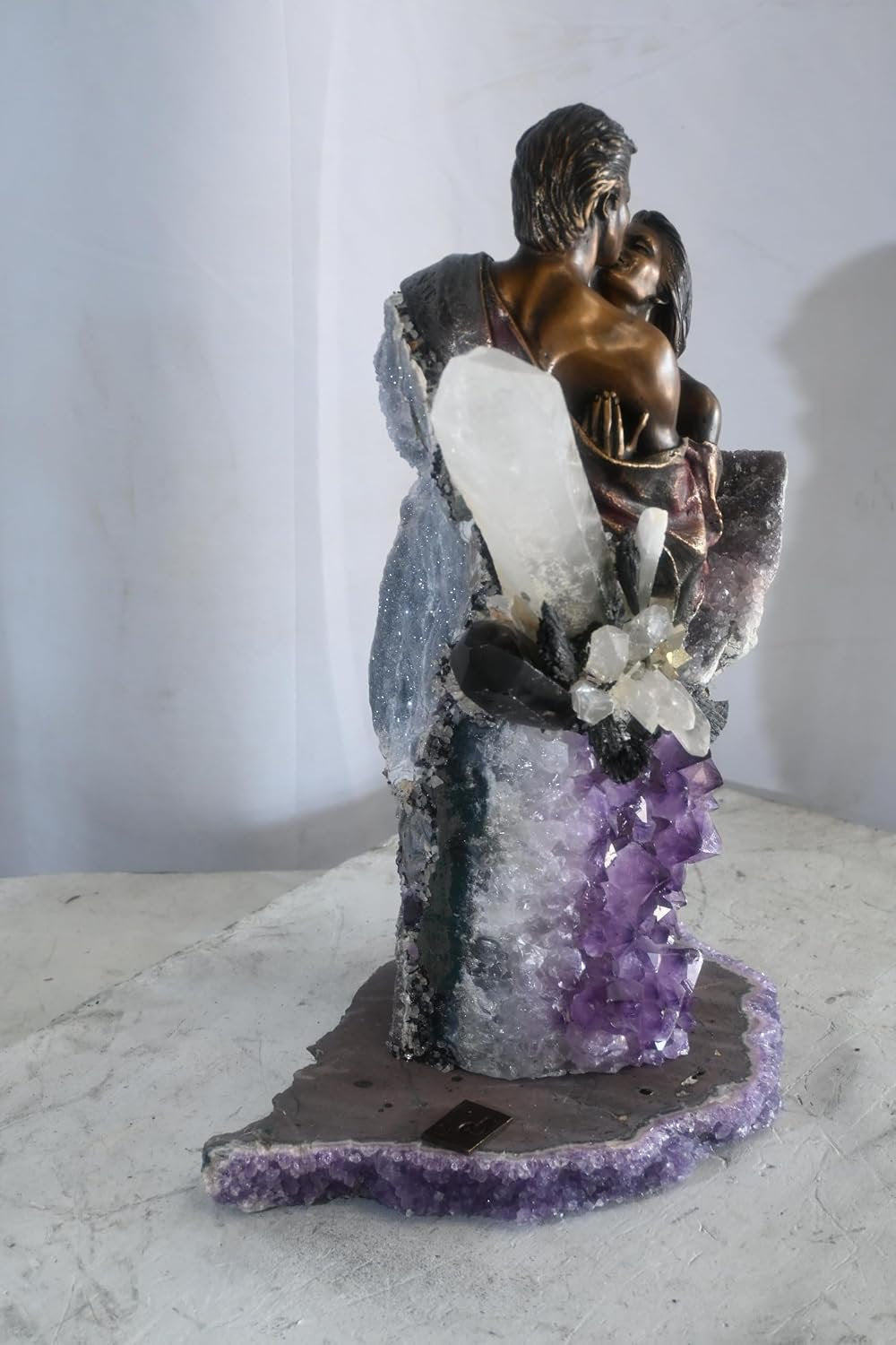 Manel Vidal The Kiss Bronze Couple Quartz Amethyst Ebano 11"x11"x18"H