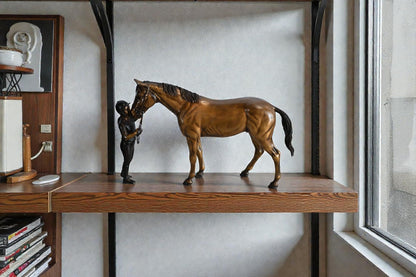 Horse with Girl Bronze Statue Equestrian Sculpture Kissing 22"x5"x14"H