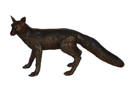 Fox Standing Bronze Statue -  Size: 36"L x 11"W x 19"H.
