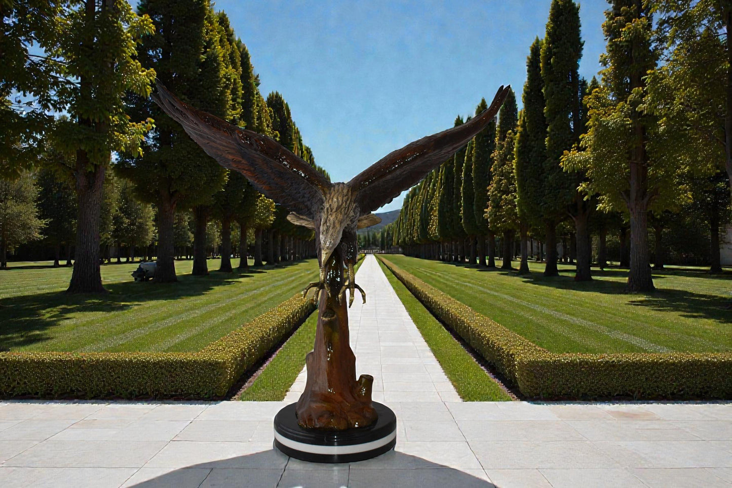 Eagle Flying and Looking Down for Prey Bronze Statue Size: 29" x 17" x 28"H