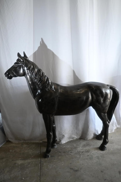 Life Size Standing Silver Horse Large Aluminum Sculpture 76"x19"x65"H