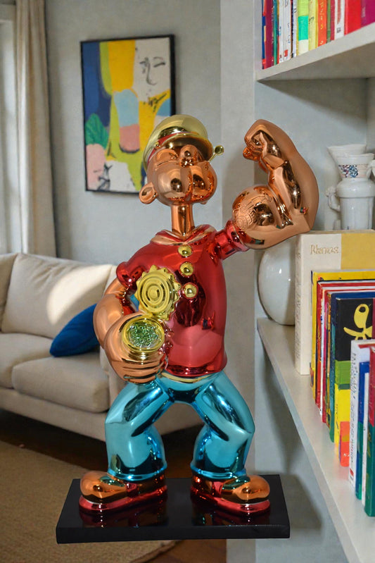 Iconic Red Popeye smaller Resin Statue  Size: 11" x 6" x 17"H