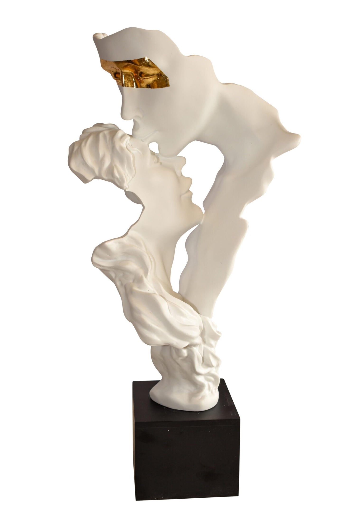 Abstract Modern Lovers White Resin Statue 12" x 8" x 26"H