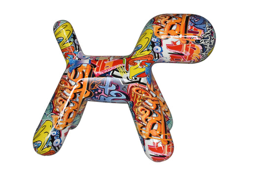 Modern Looking Graffiti Dog Statue Made of Resin Size: 16" x 10" x 14"H