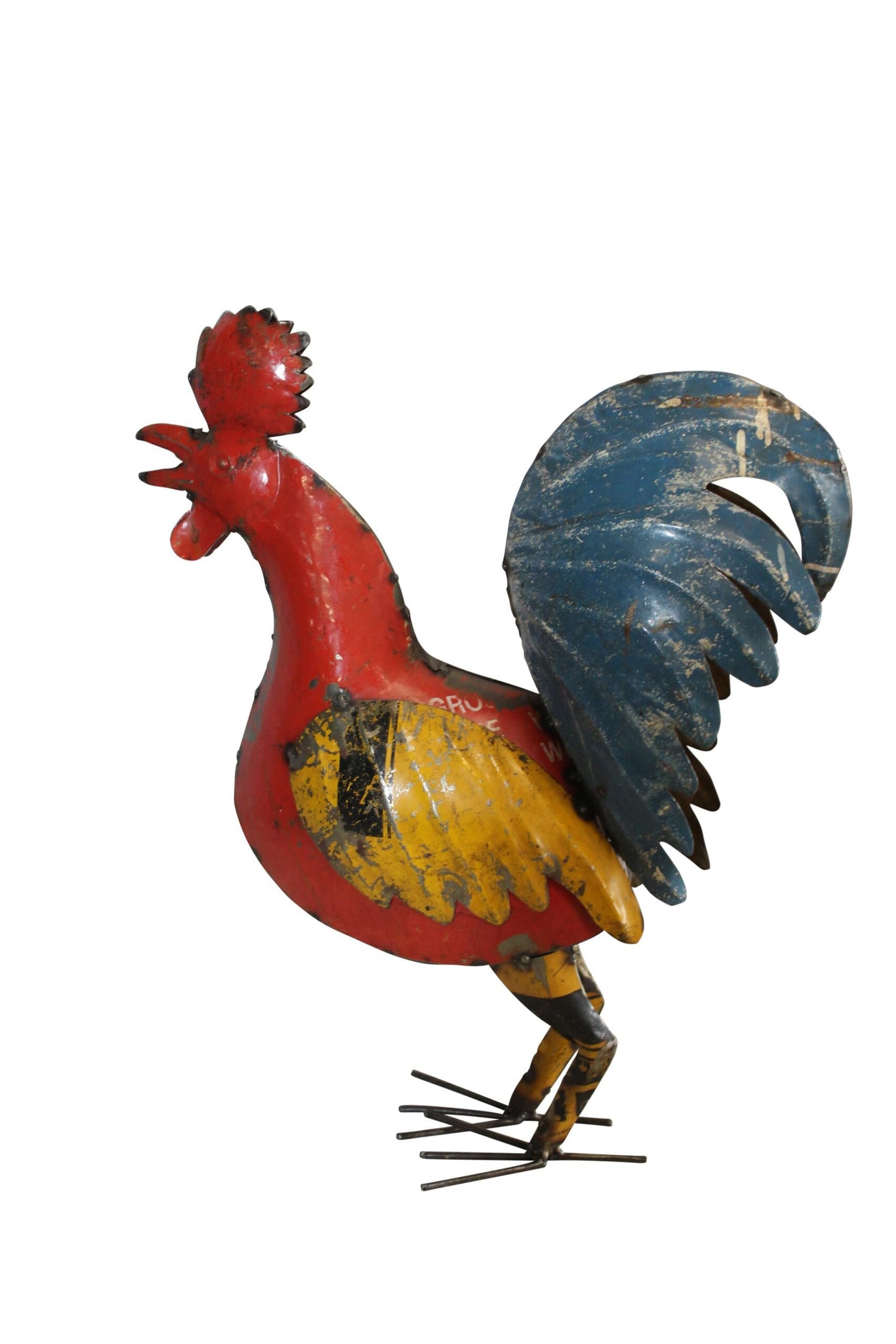 Colorful Thin Metal Rooster, Cockerel Statue 16" x 6" x 19"H