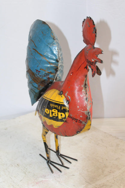 Colorful Thin Metal Rooster, Cockerel Statue 16" x 6" x 19"H