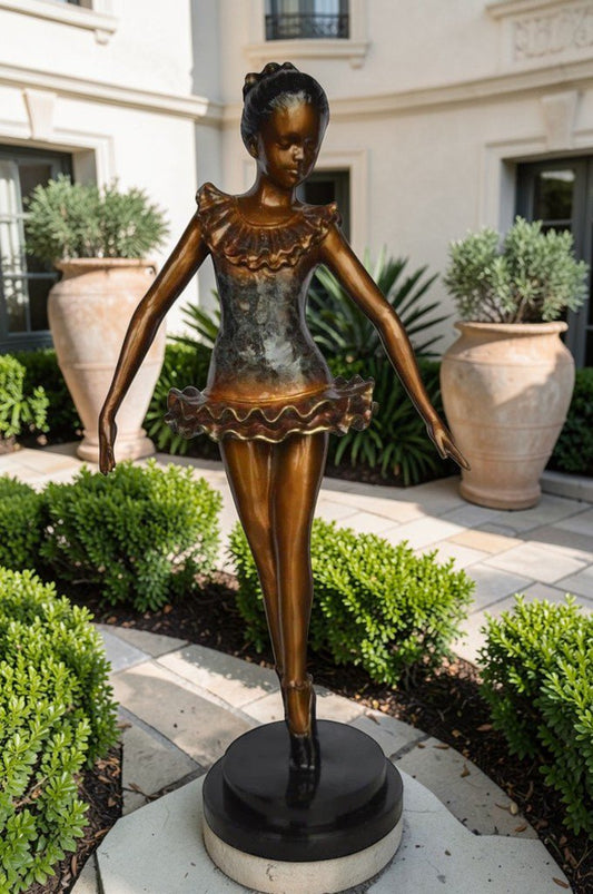 Ballet Dancer on Tippy Toes Bronze Statue -  Size: 25"L x 14"W x 47"H.