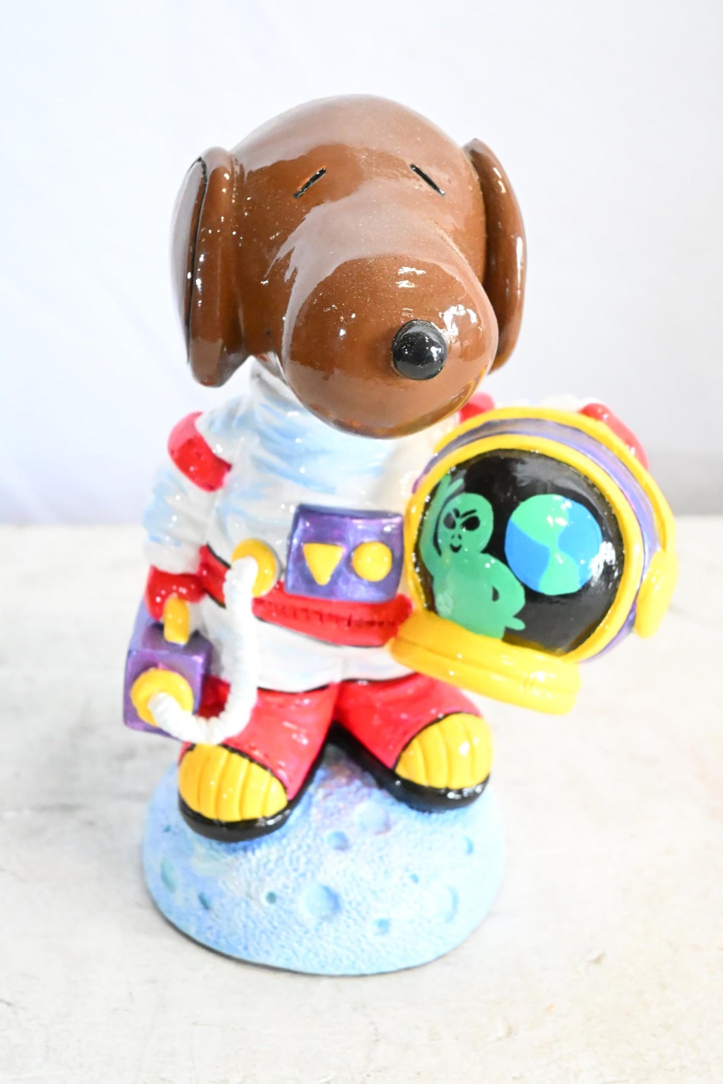 Snoopy Astronaut Ceramic Figurine Statue Andres Mendez 6"x5"x9"H