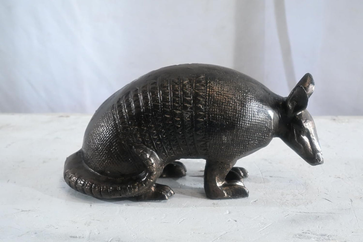 Foraging Armadillo Sculpture Aluminum statue Bronze Tone Finish 12"x6"x7"H