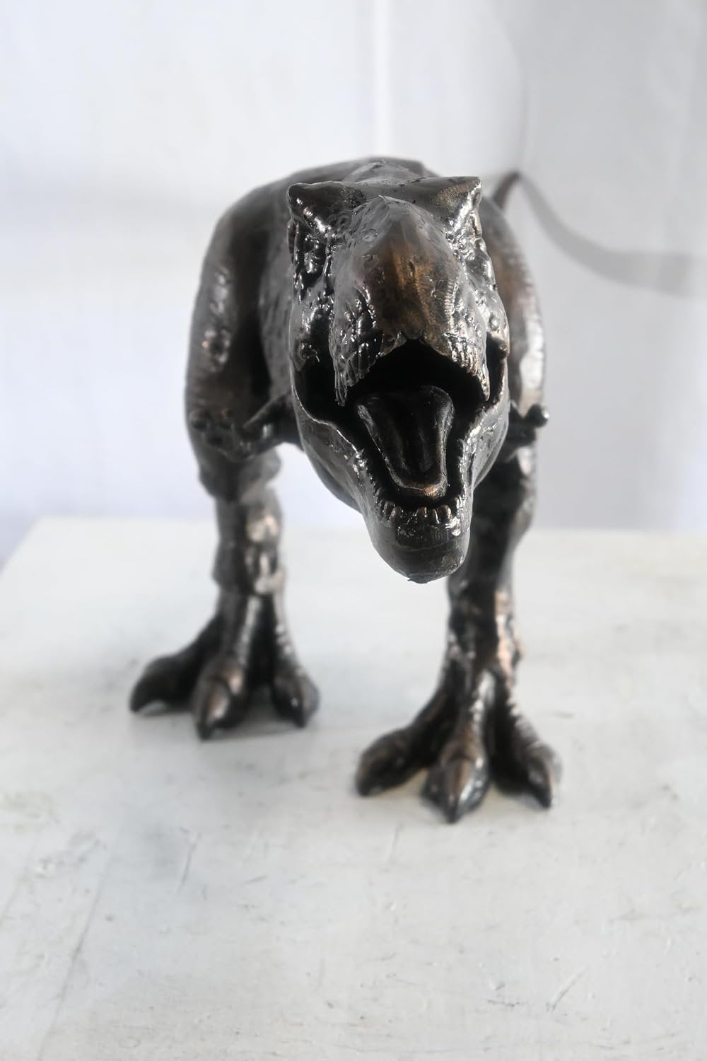 Large Cast Aluminum T Rex Dinosaur Statue Hunting Stance 40"x9"x14"H
