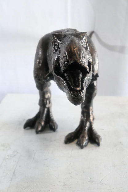 Large Cast Aluminum T Rex Dinosaur Statue Hunting Stance 40"x9"x14"H