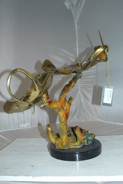 Double Manta Ray Bronze Statue -  Size: 14"L x 24"W x 21"H.