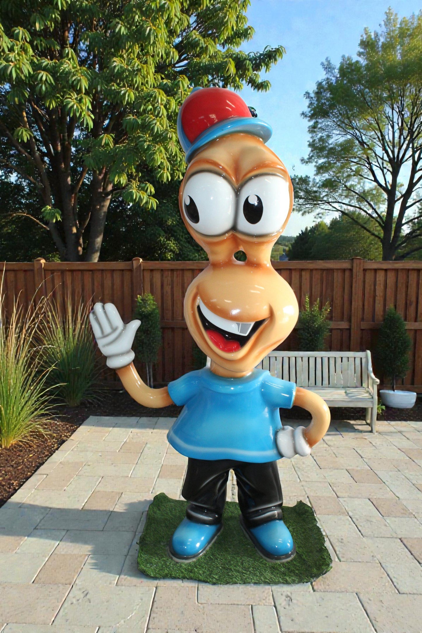 Fiberglass Peanut Cartoon Statue, Nostalgic Comic Charm 36" x 16" x 66"H