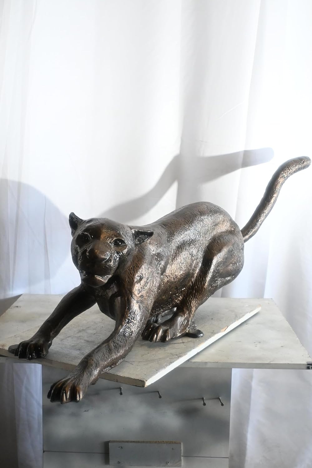 Prowling Panther Crouching Large Aluminum Wildlife Decor 59"x16"x21"H