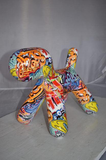 Modern Looking Graffiti Dog Statue Made of Resin Size: 16" x 10" x 14"H