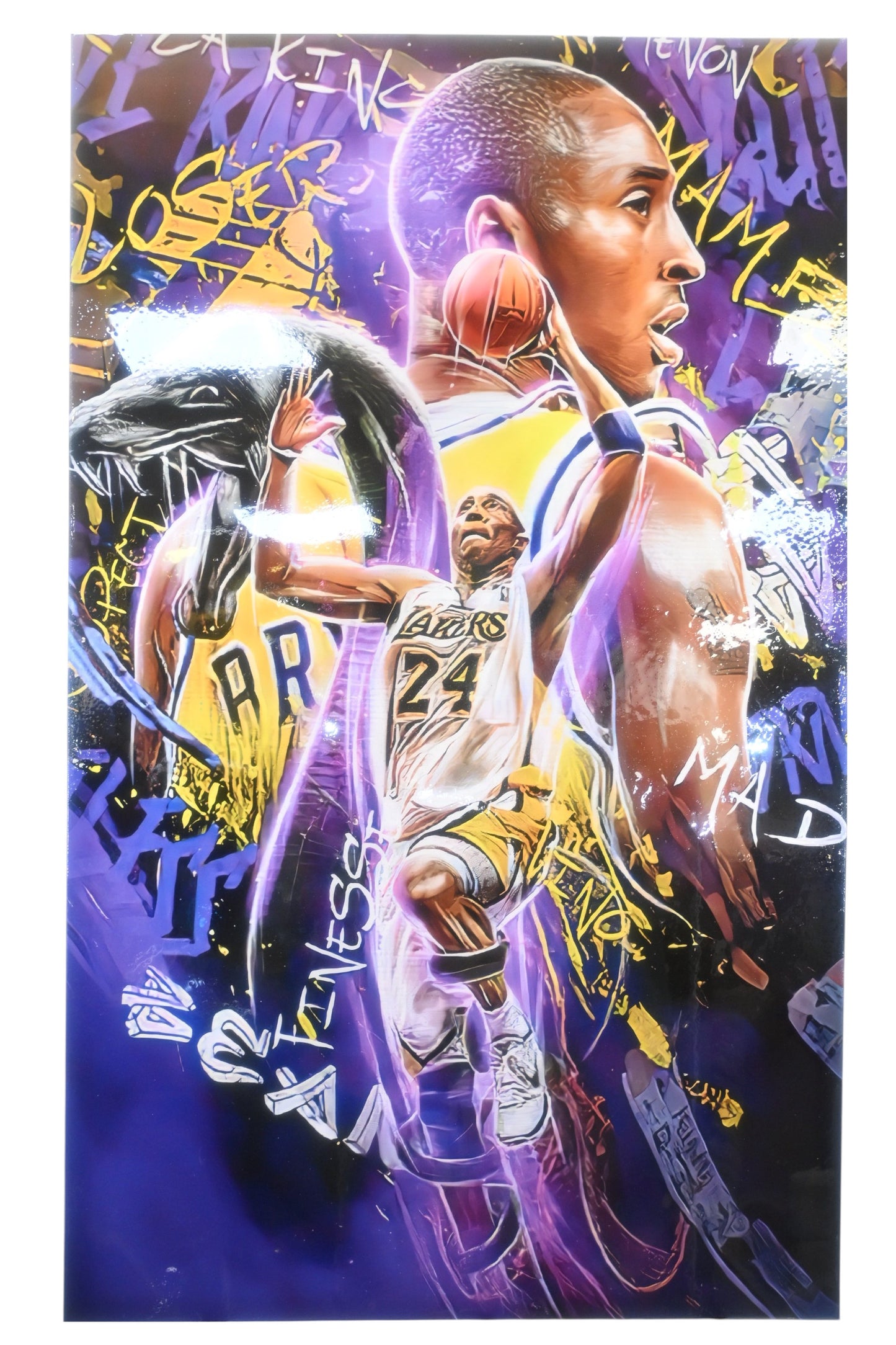 Kobe Bryant Lakers Street Art Style Resin Canvas 39"x64"