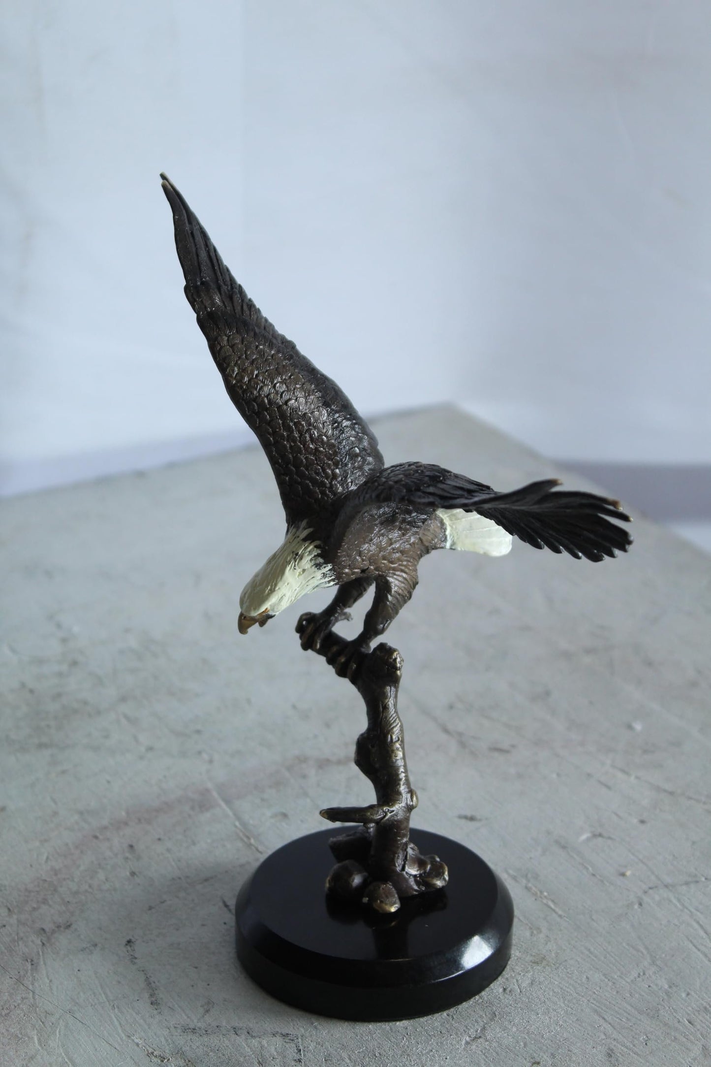 NIFAO Bronze Eagle Statue on Marble Base Soaring Bird Sculpture 8" x 5" x 10"H