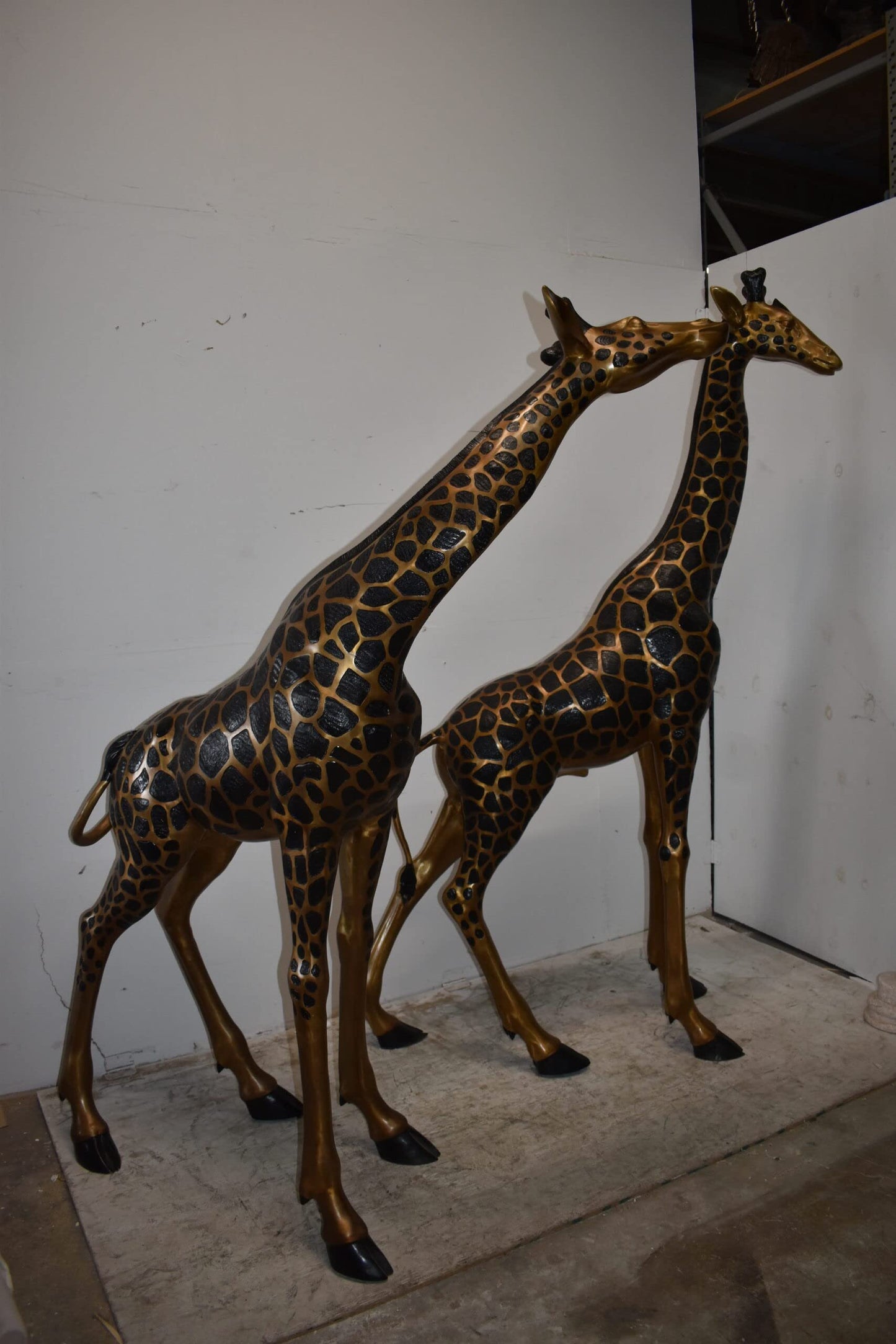 Pair of Young Playful Giraffes Bronze Statue Size: 54" x 18" x 89"H