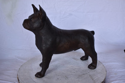 French Bulldog Standing Made of Bronze Statue - Size: 9"L x 20"W x 18"H.