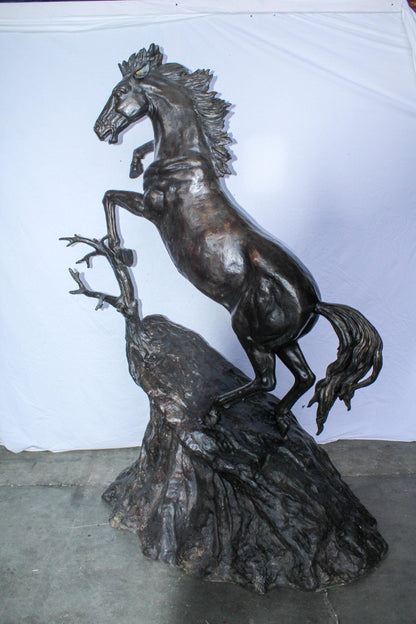 Life Size Bronze Rearing Horse Sculpture by J. Dagan 60" x 37" x 81"H