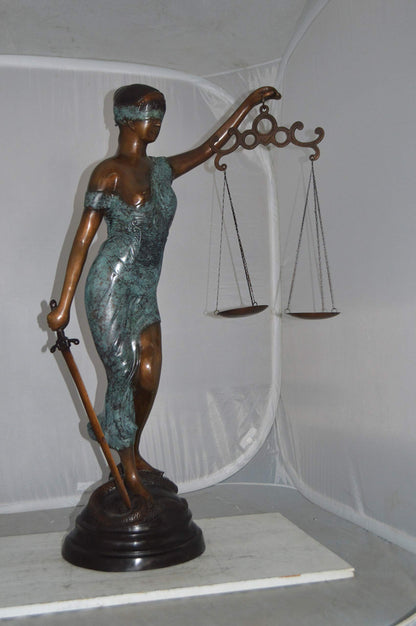 Lady Justice Large Bronze Statue -  Size: 22"L x 13"W x 44"H.