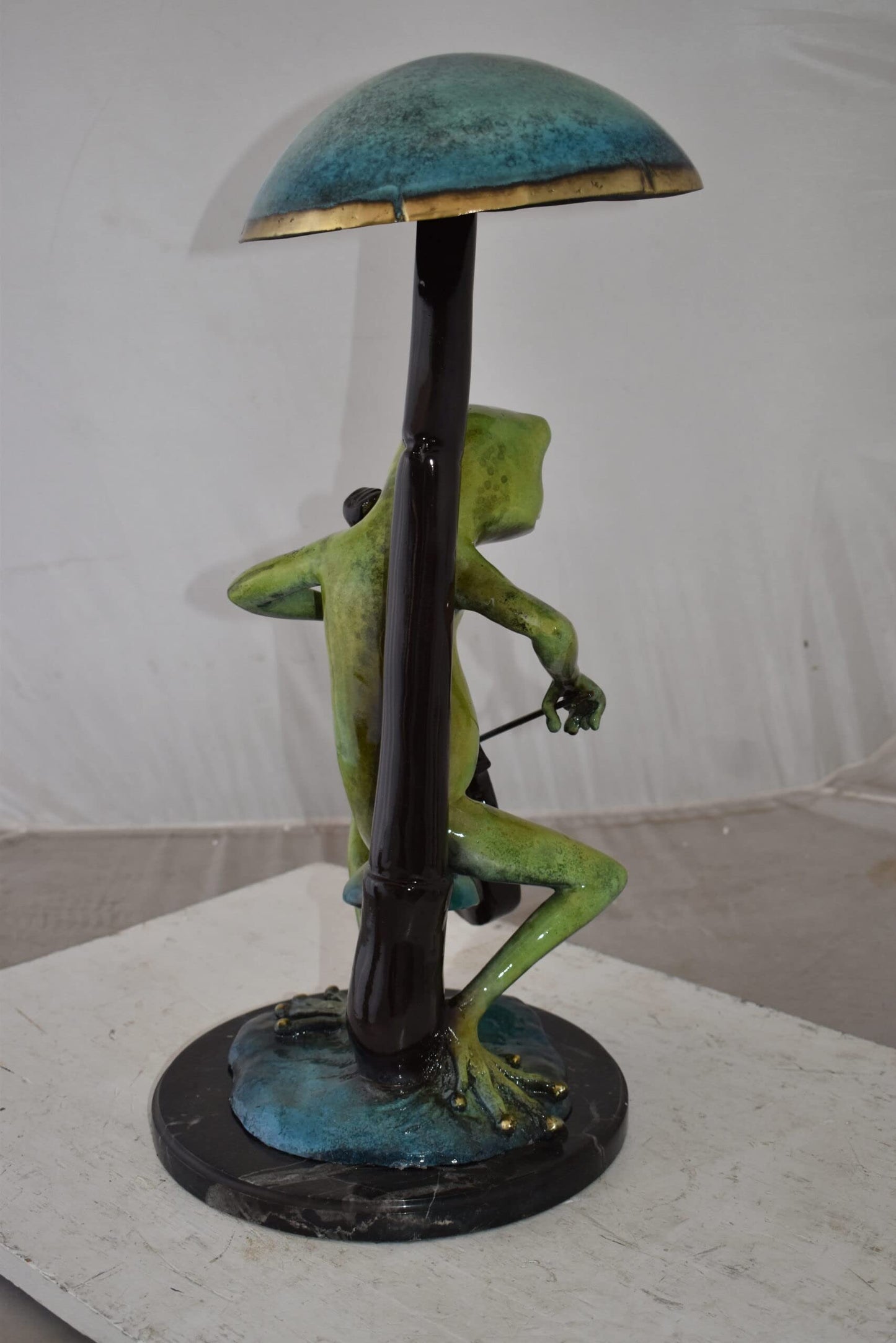 Frog Playing Cello colored Bronze Statue Size: 12" x 11" x 24"H