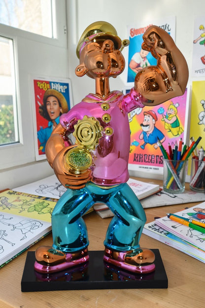 Iconic Pink Popeye smaller Resin Statue  Size: 11" x 6" x 17"H