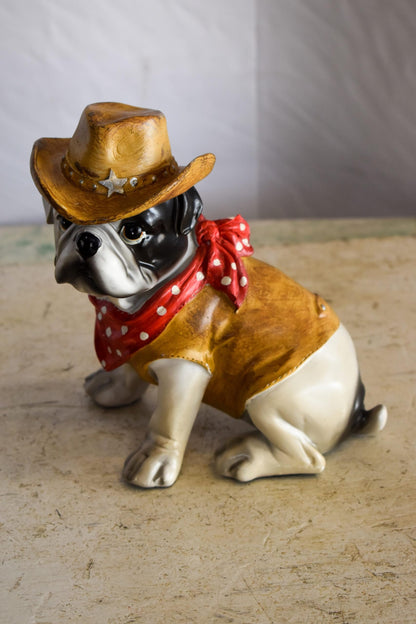 A Happy Dog Dressed as The Sheriff of The Town, Resin Statue 8" x 5" x 8"H