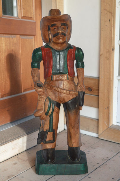 Cowboy Made of Wood Statue - Medium - Size: 8"L x 10"W x 30"H.