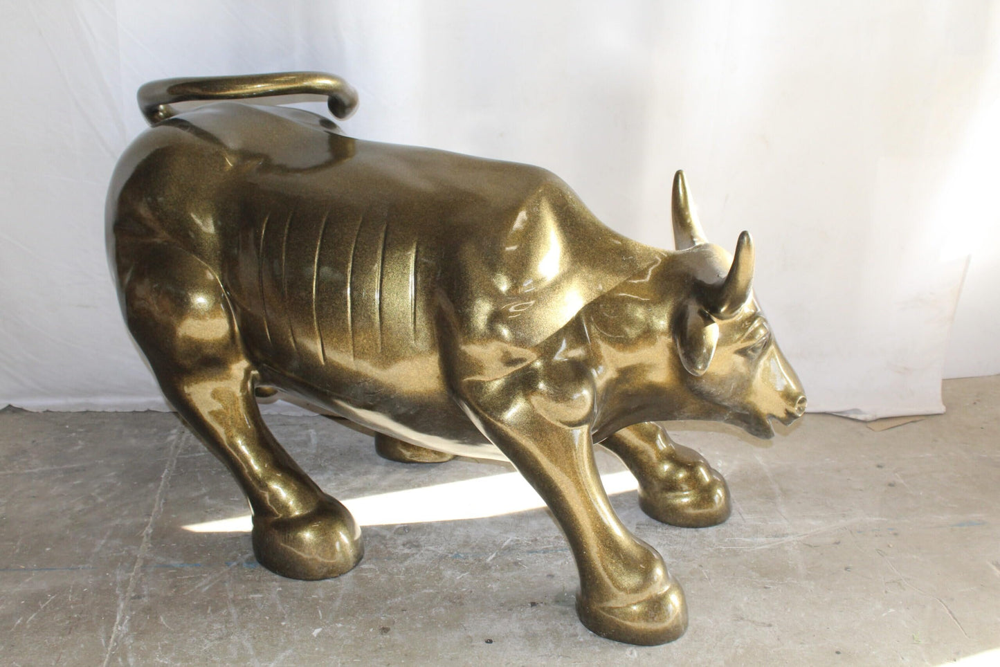 Iconic Giant Fiberglass Bronze Color Wall Street Bull 57" x 28" x 33"H