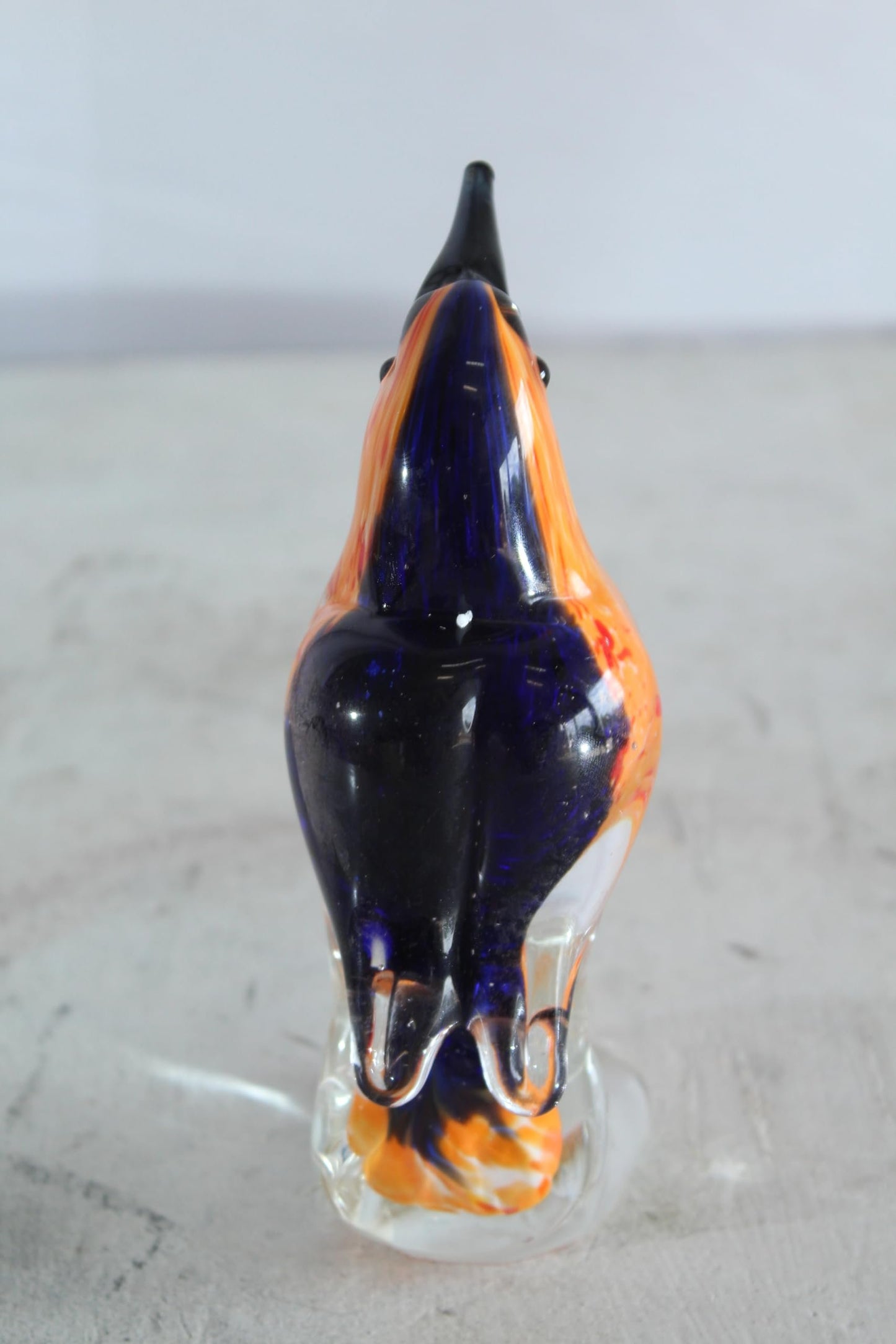 NIFAO Glass Kingfisher Bird Figurine Hand Blown Art Decor 4" x 3" x 7"H