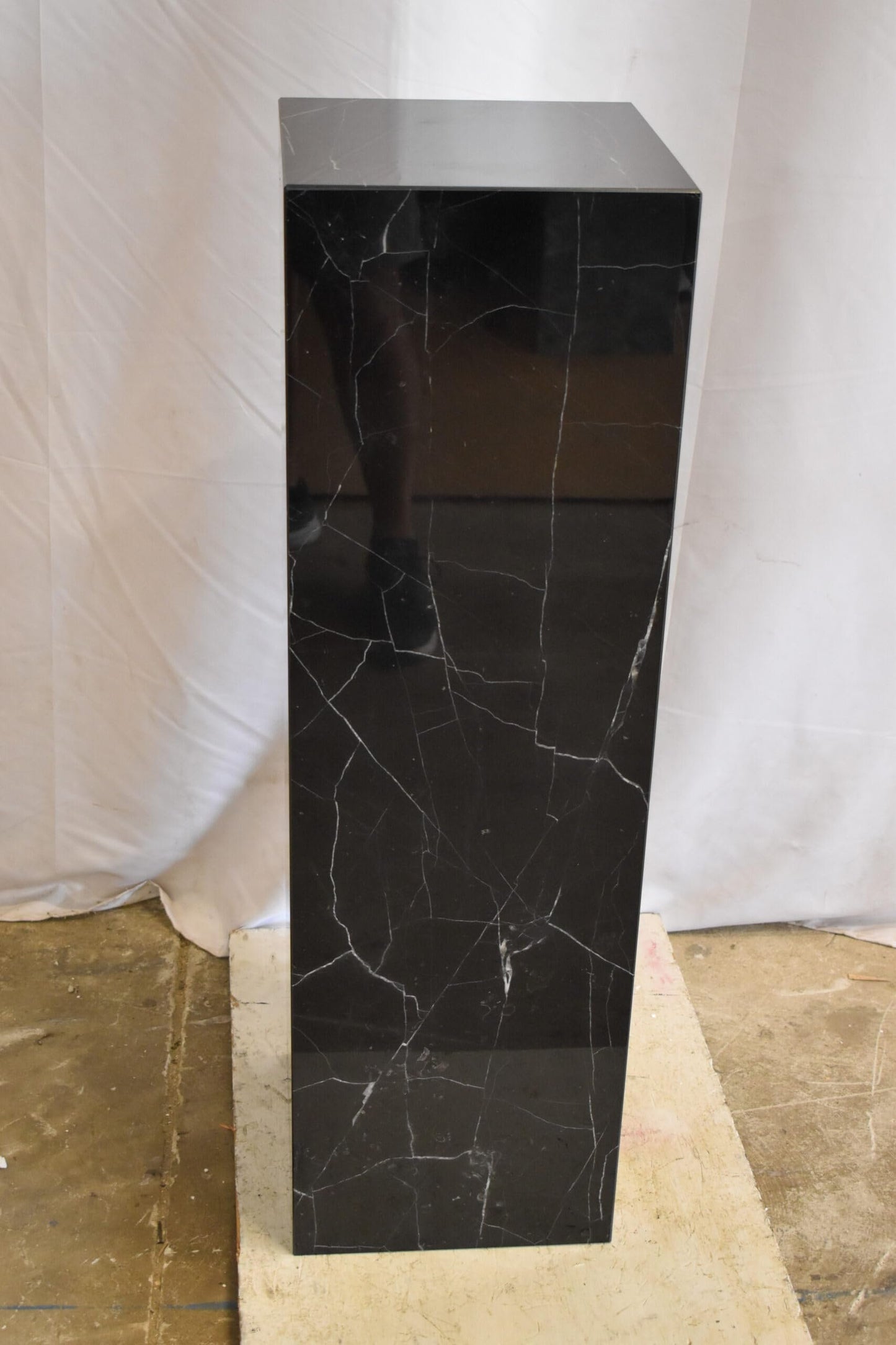 Pedestal For Artwork, Modern Black and White Marble Stone 12" x 12" x 39"H