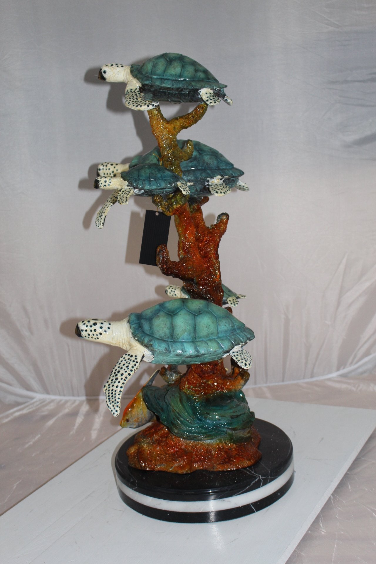 Five Sea Turtles Swimming Bronze Statue -  Size: 20"L x 16"W x 30"H.
