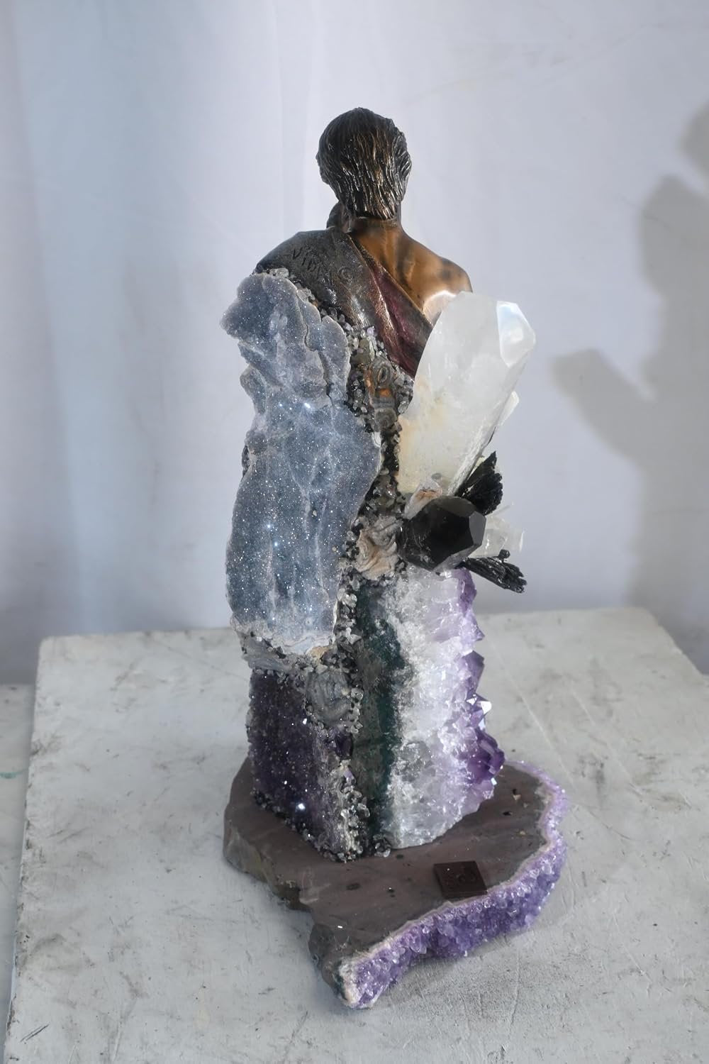 Manel Vidal The Kiss Bronze Couple Quartz Amethyst Ebano 11"x11"x18"H