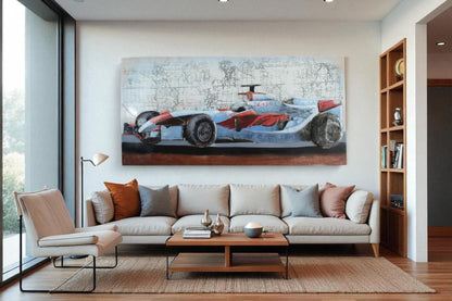 NIFAO Formula 1 Inspired Race Car Painting on Metal with 3D Design 79" x 2" x 40"H