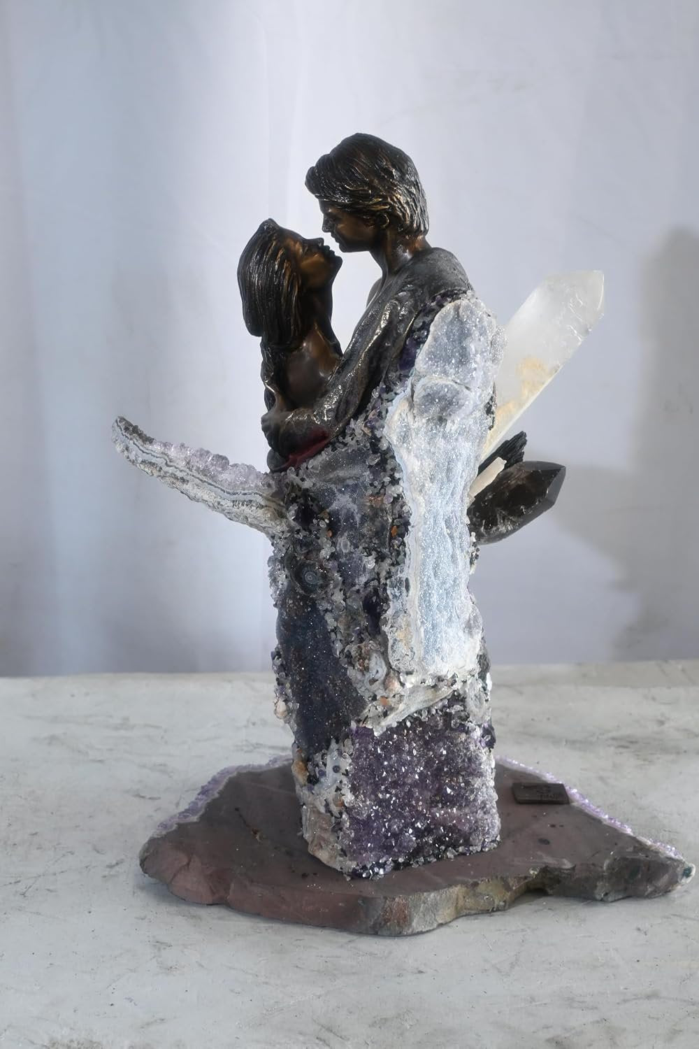 Manel Vidal The Kiss Bronze Couple Quartz Amethyst Ebano 11"x11"x18"H