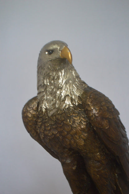 Bald Eagle Standing on a Globe Bronze Statue -  Size: 17"L x 9"W x 23"H.