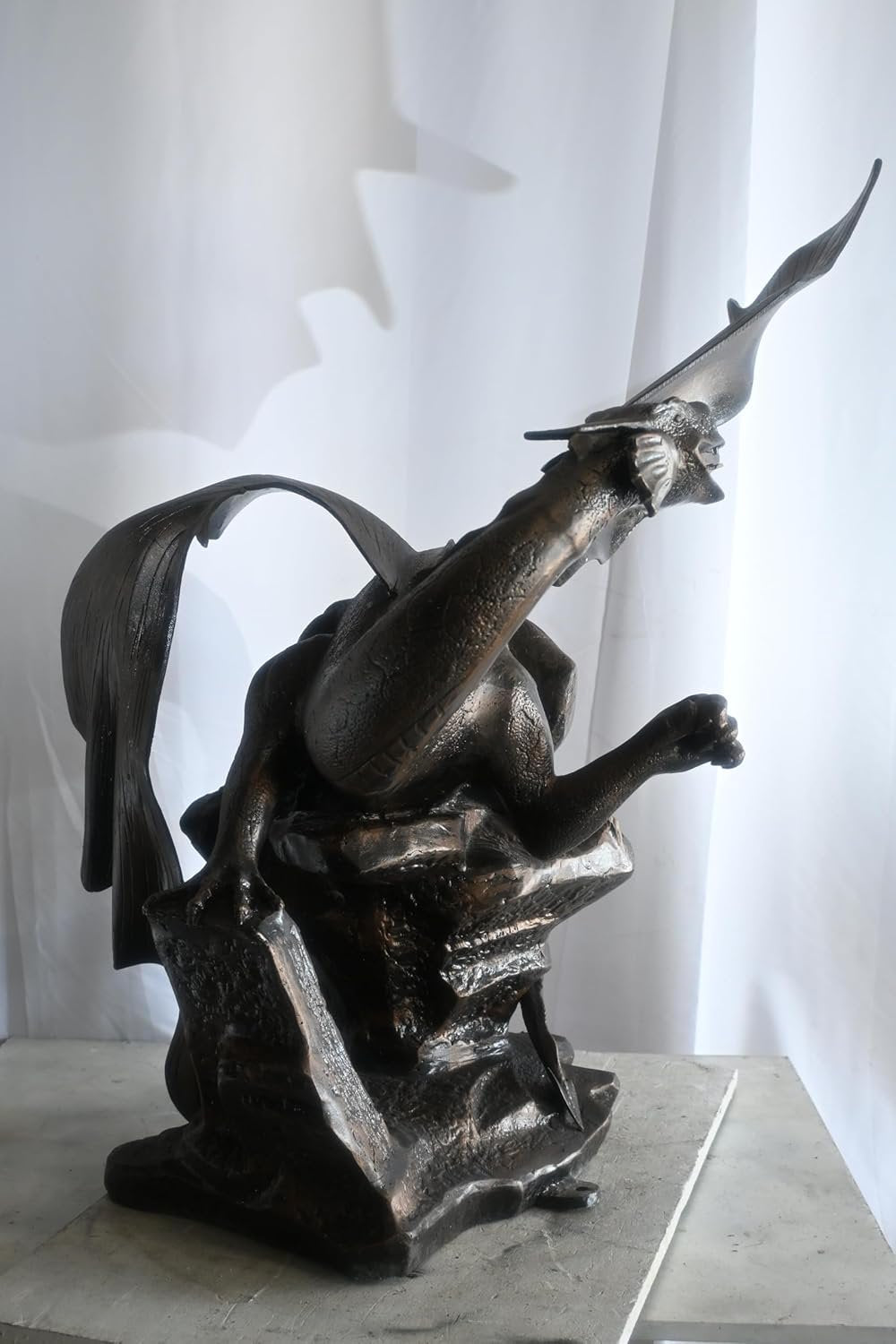 Aluminum Dragon Sculpture Dark Bronze Patina Wing Spread 32"x35"x52"H