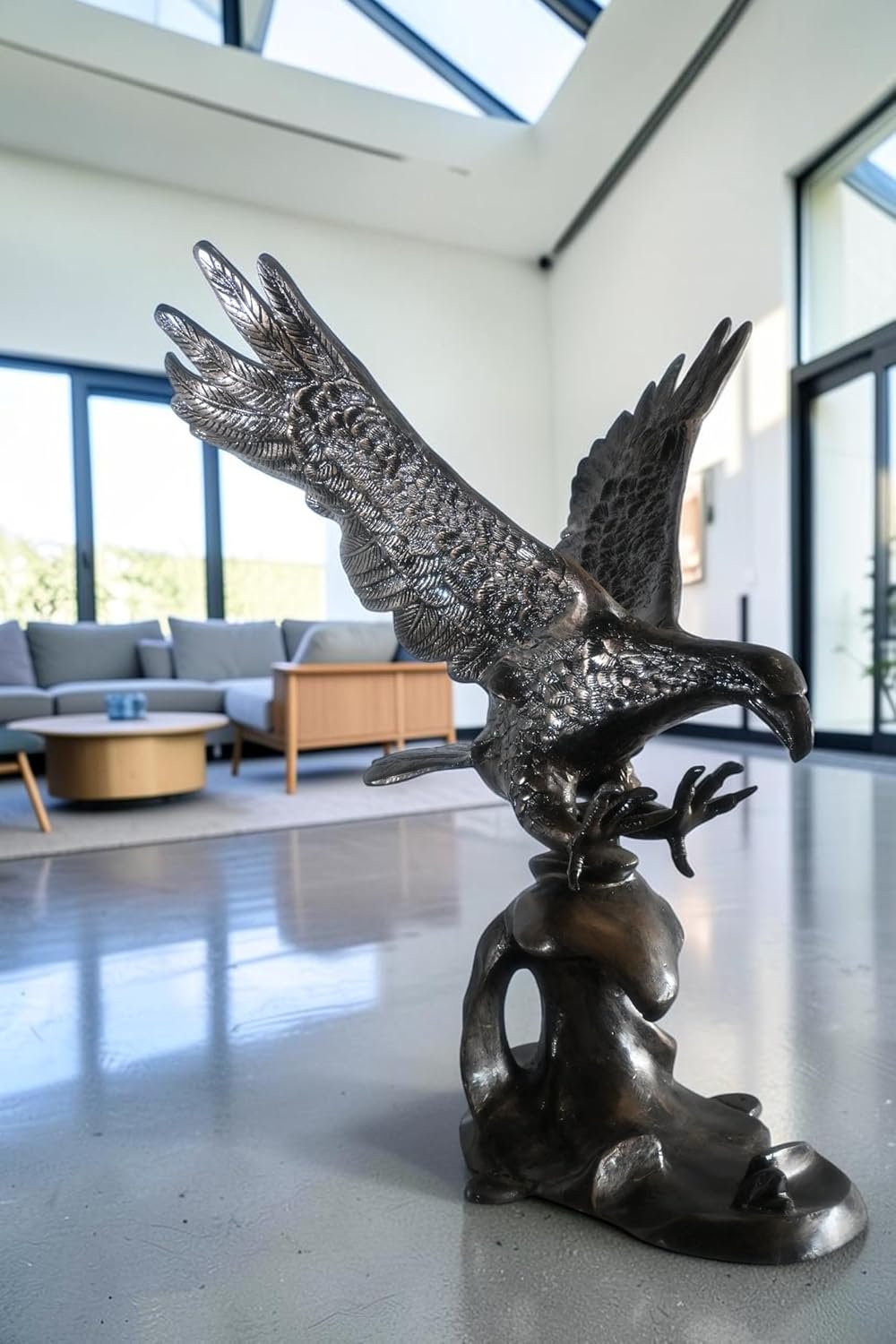 Aluminum Bald Eagle Landing Wings Spread Dark Bronze Art 32"x27"x42"H