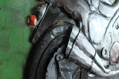 NIFAO Motorcycle Wall Art Handmade Metal Painting with 3D Raised Parts 79" x 2" x 40"H