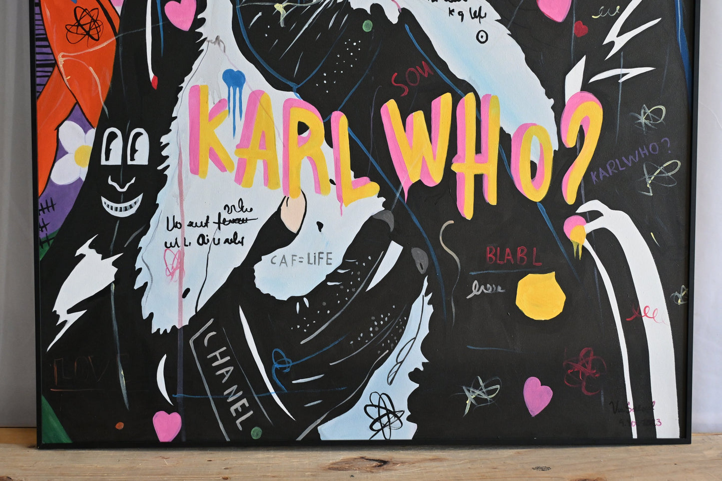 Karl Who Pop Art Canvas Painting Fashion Icon Framed Art 61"x41"