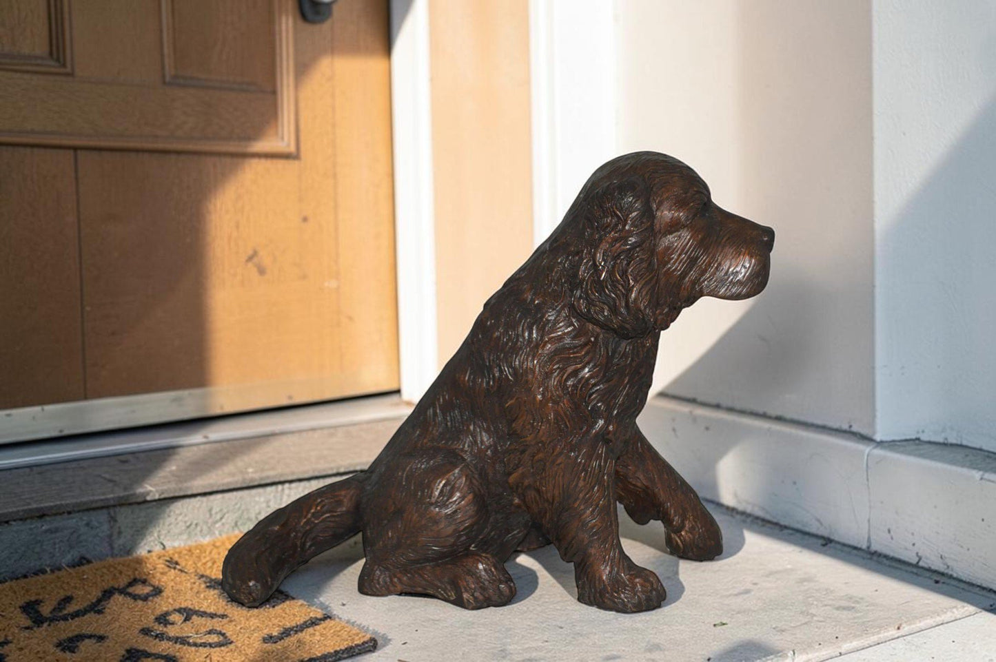 Cocker Spaniel dog Sitting Bronze Statue -  Size: 20"L x 10"W x 16"H.